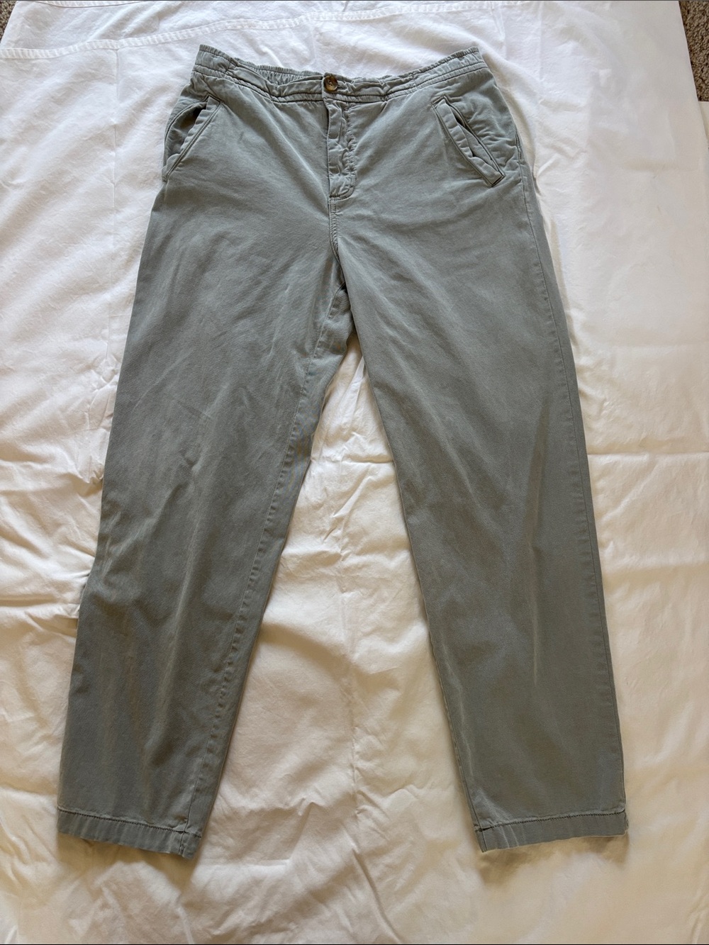 Marine Layer Women's Straight-Leg Trousers in Sage Green